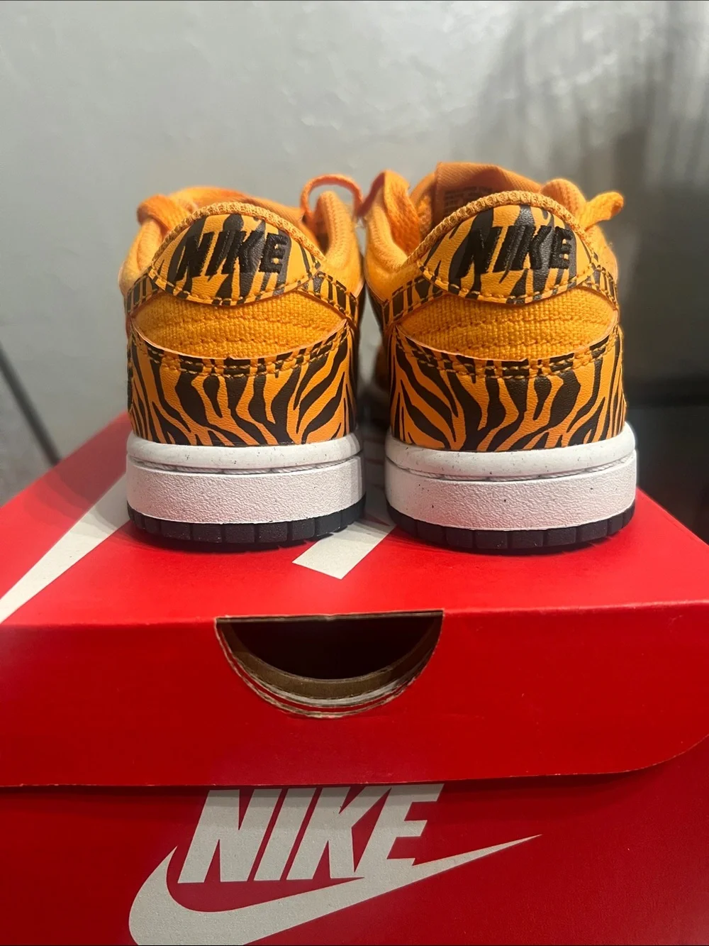 Nike Kids' Orange and Black Tiger-Print Low Top Sneakers